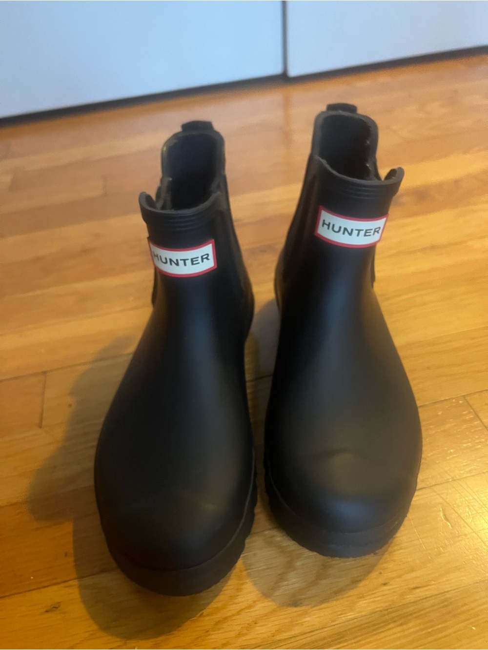 Hunter Short Black Chelsea Rain Boots with Logo Trim - Picture 7 of 12
